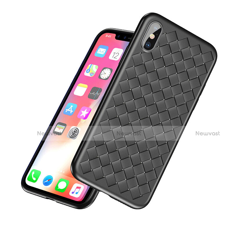 Soft Silicone Gel Leather Snap On Case for Apple iPhone X Black