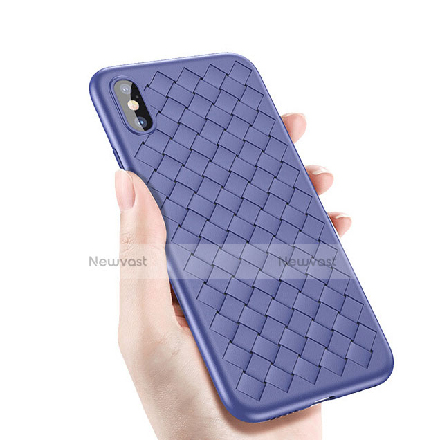 Soft Silicone Gel Leather Snap On Case for Apple iPhone X Blue