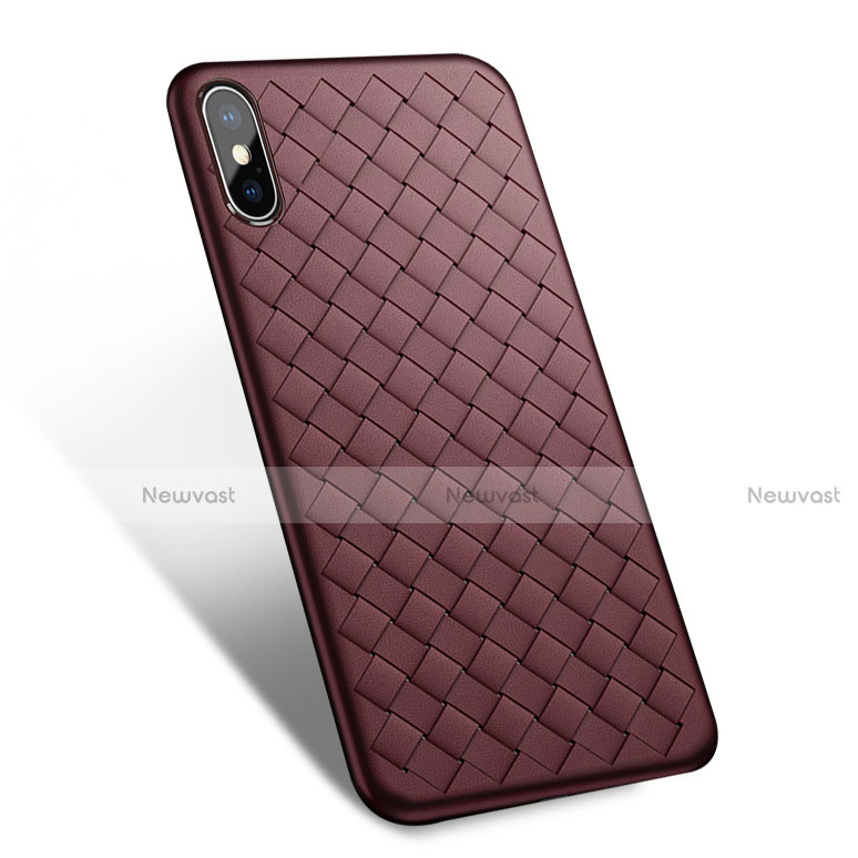 Soft Silicone Gel Leather Snap On Case for Apple iPhone X Brown