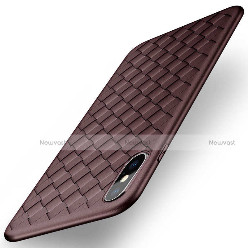 Soft Silicone Gel Leather Snap On Case for Apple iPhone X Brown