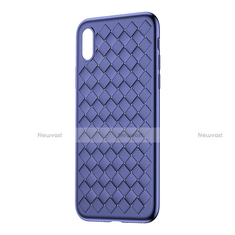 Soft Silicone Gel Leather Snap On Case for Apple iPhone Xs Max Blue