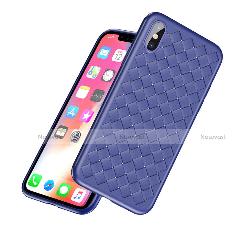 Soft Silicone Gel Leather Snap On Case for Apple iPhone Xs Max Blue