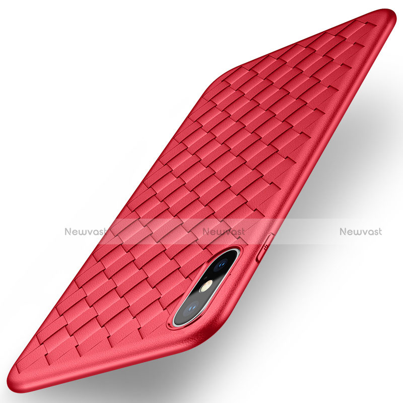 Soft Silicone Gel Leather Snap On Case for Apple iPhone Xs Max Red