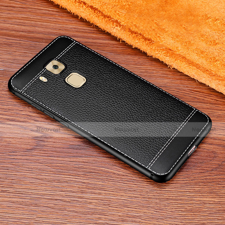 Soft Silicone Gel Leather Snap On Case for Huawei G9 Plus Black