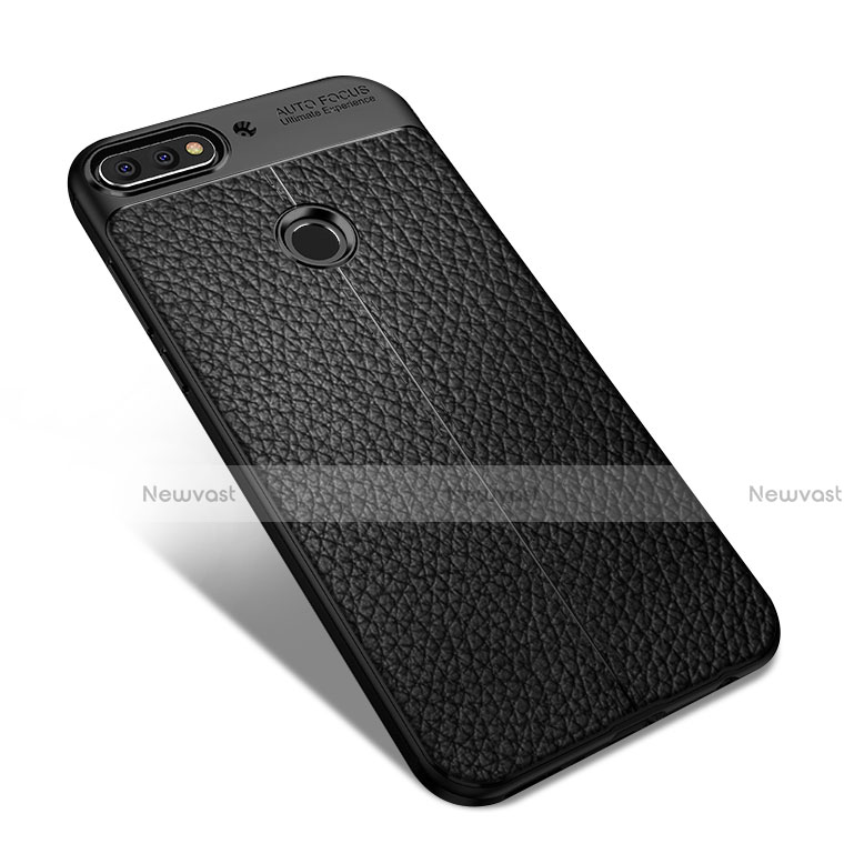 Soft Silicone Gel Leather Snap On Case for Huawei Honor 7C Black