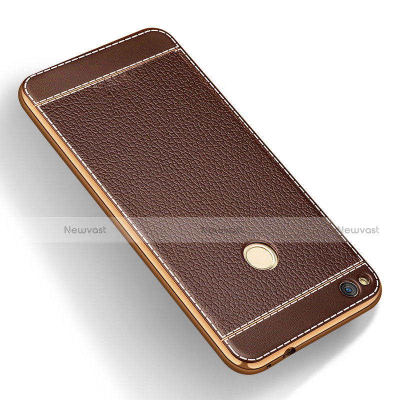 Soft Silicone Gel Leather Snap On Case for Huawei Honor 8 Lite Brown