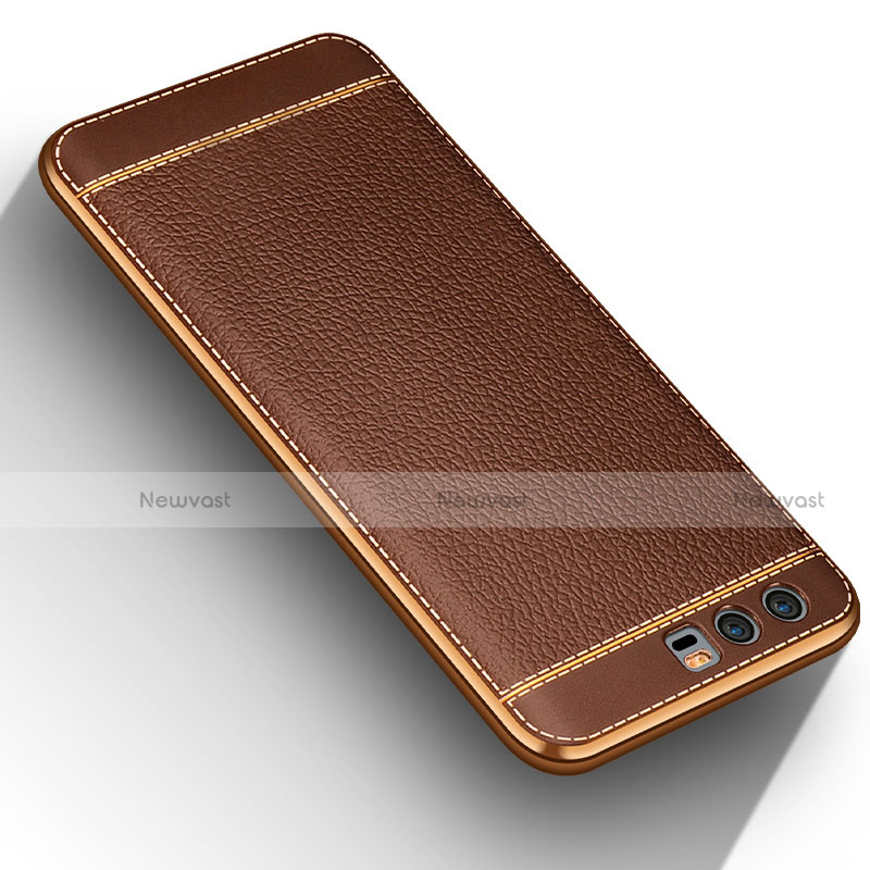 Soft Silicone Gel Leather Snap On Case for Huawei Honor 9 Premium Brown