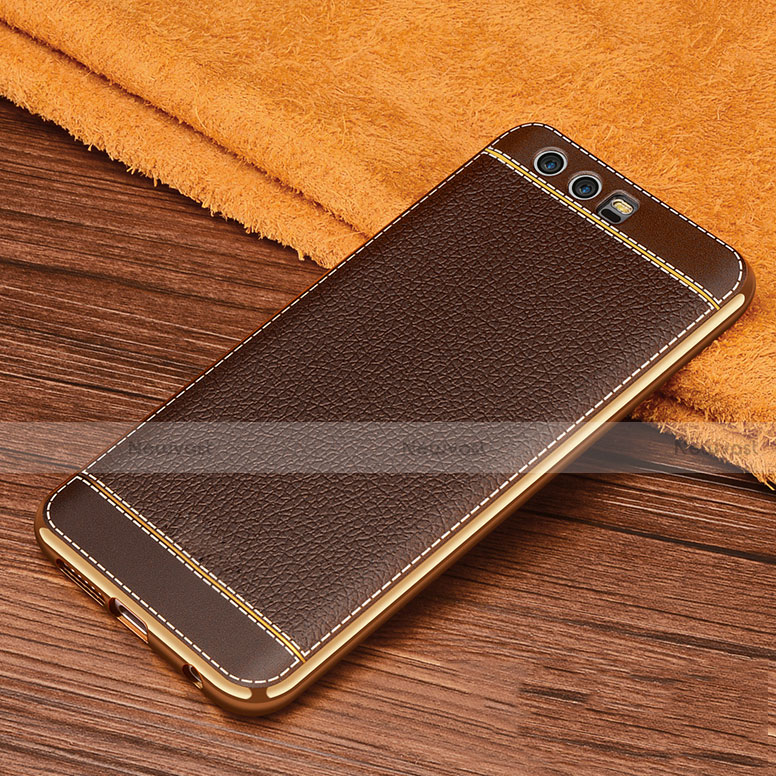 Soft Silicone Gel Leather Snap On Case for Huawei Honor 9 Premium Brown