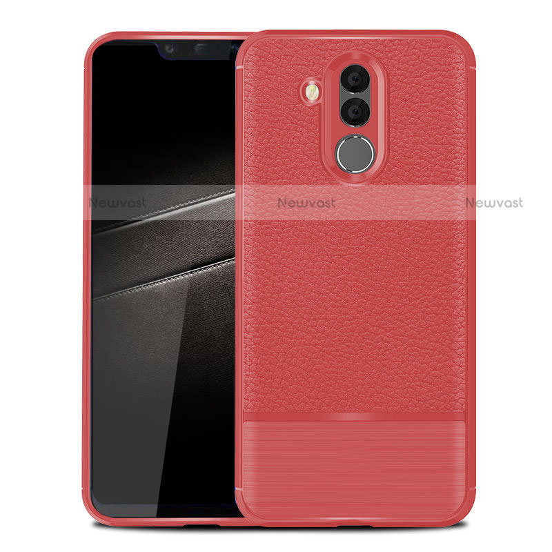 Soft Silicone Gel Leather Snap On Case for Huawei Maimang 7 Red