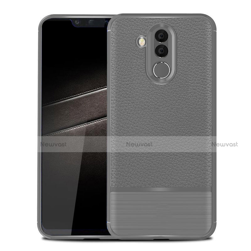 Soft Silicone Gel Leather Snap On Case for Huawei Mate 20 Lite Gray