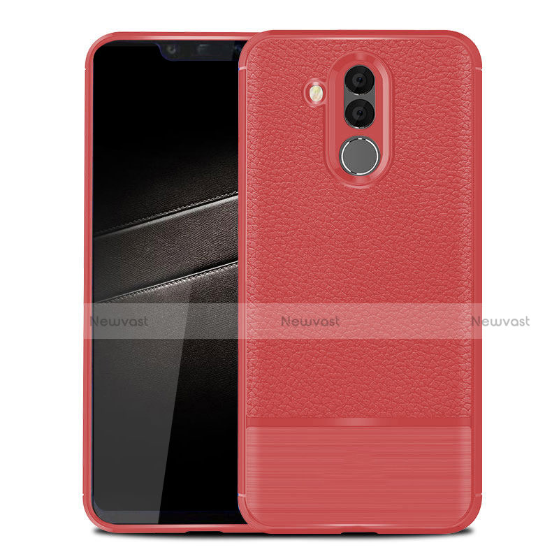 Soft Silicone Gel Leather Snap On Case for Huawei Mate 20 Lite Red