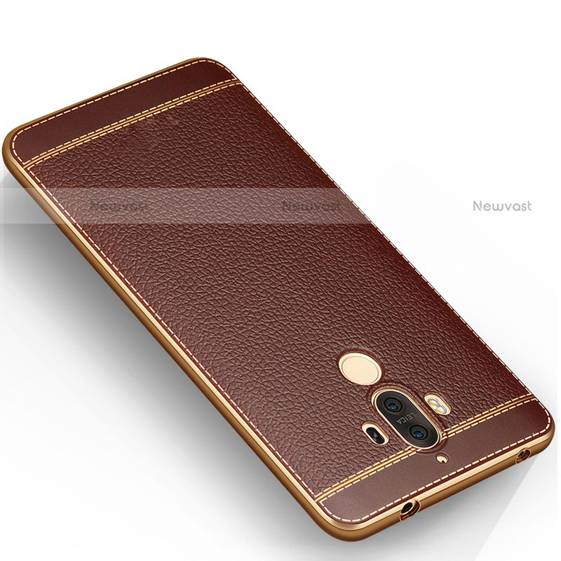 Soft Silicone Gel Leather Snap On Case for Huawei Mate 9 Brown