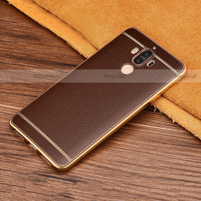 Soft Silicone Gel Leather Snap On Case for Huawei Mate 9 Brown