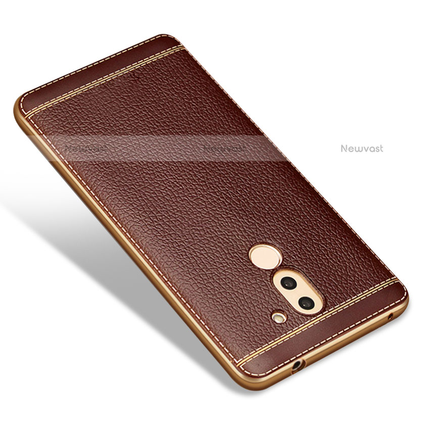 Soft Silicone Gel Leather Snap On Case for Huawei Mate 9 Lite Brown