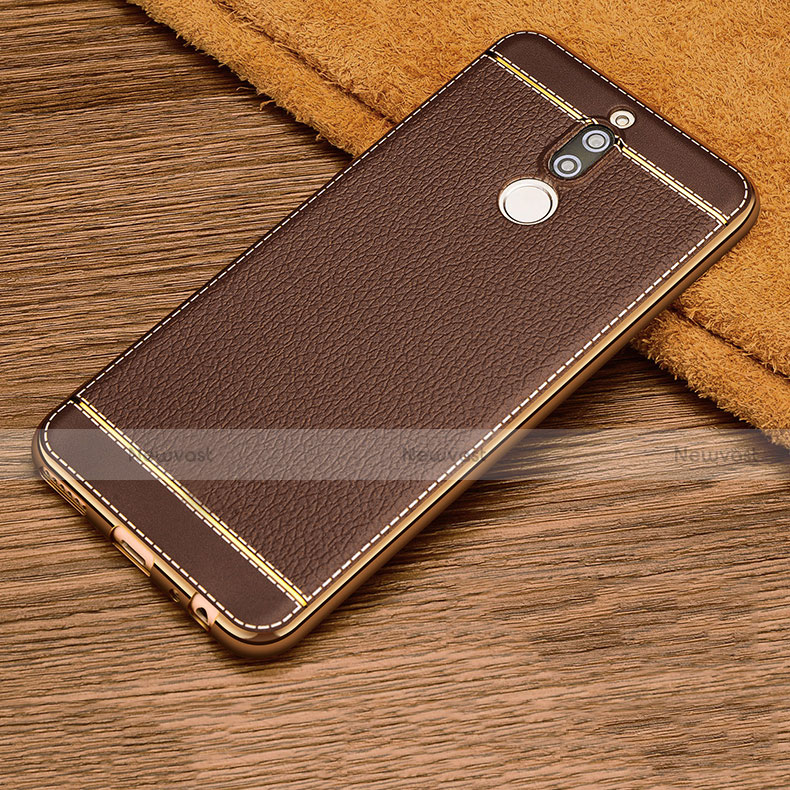 Soft Silicone Gel Leather Snap On Case for Huawei Nova 2i Brown