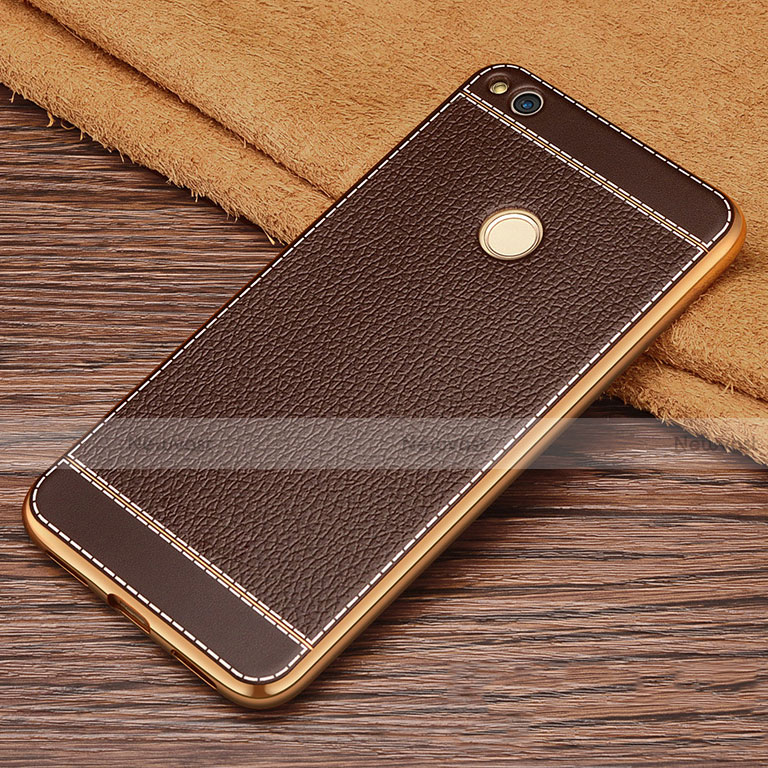 Soft Silicone Gel Leather Snap On Case for Huawei P9 Lite (2017) Brown