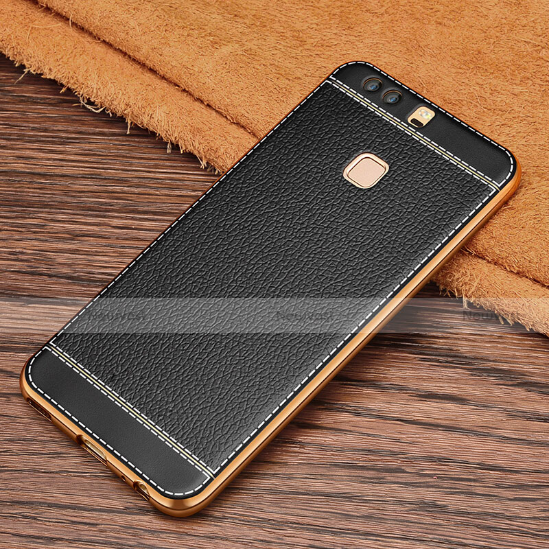 Soft Silicone Gel Leather Snap On Case for Huawei P9 Plus Black