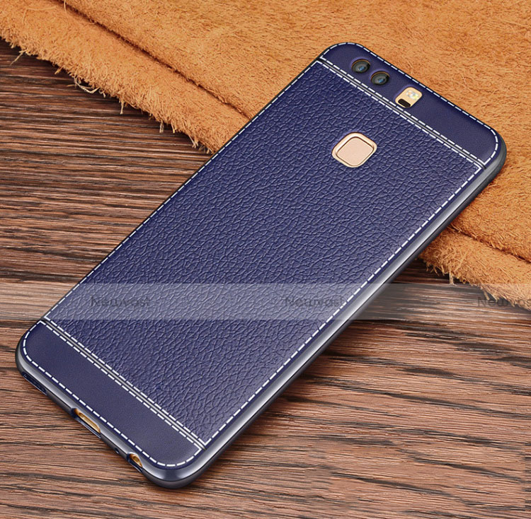 Soft Silicone Gel Leather Snap On Case for Huawei P9 Plus Blue