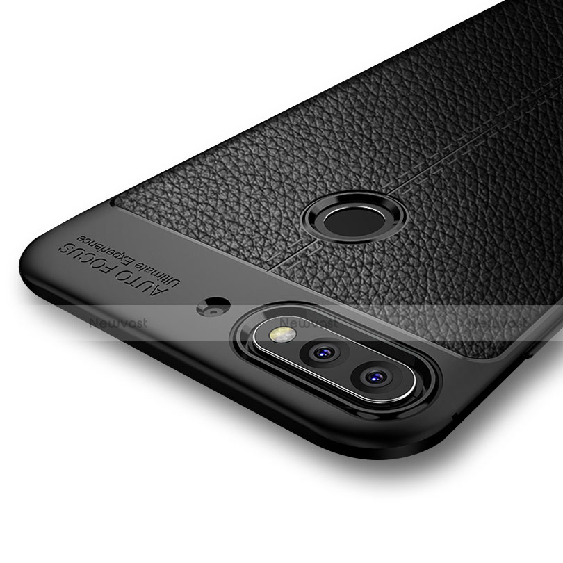 Soft Silicone Gel Leather Snap On Case for Huawei Y7 (2018) Black