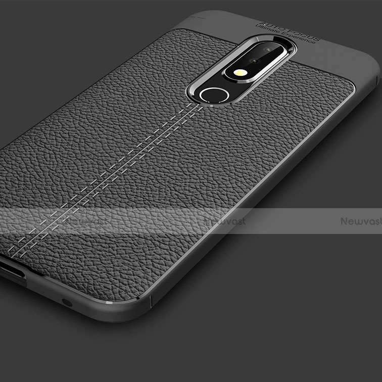 Soft Silicone Gel Leather Snap On Case for Nokia 6.1 Plus Black