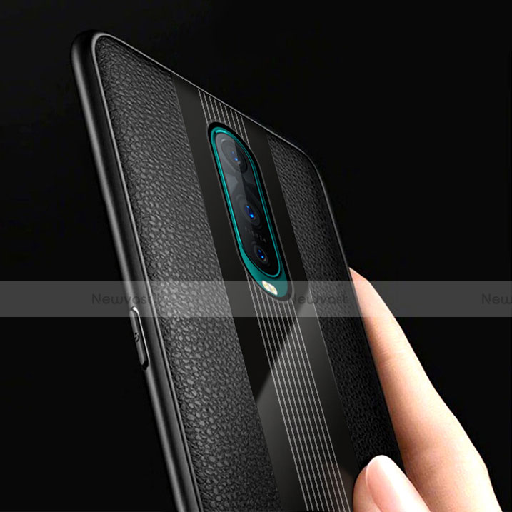 Soft Silicone Gel Leather Snap On Case for Oppo R17 Pro Black