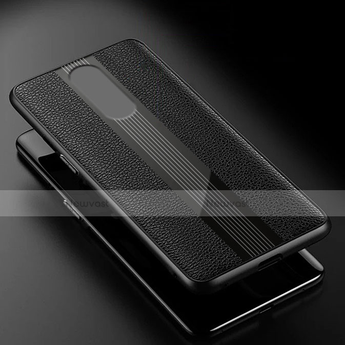 Soft Silicone Gel Leather Snap On Case for Oppo R17 Pro Black