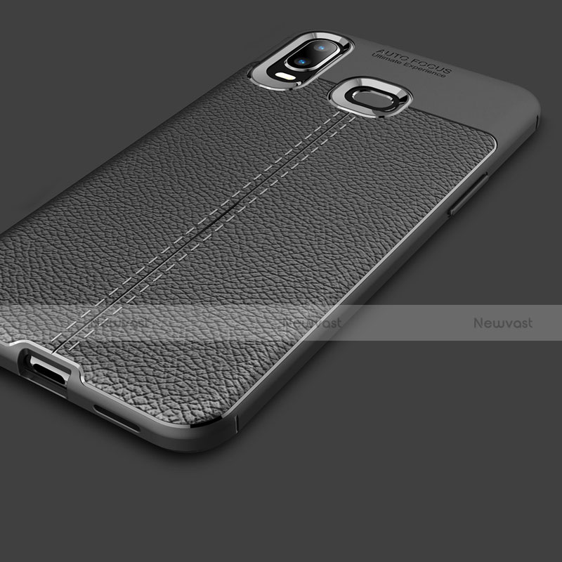 Soft Silicone Gel Leather Snap On Case for Samsung Galaxy A6s Black