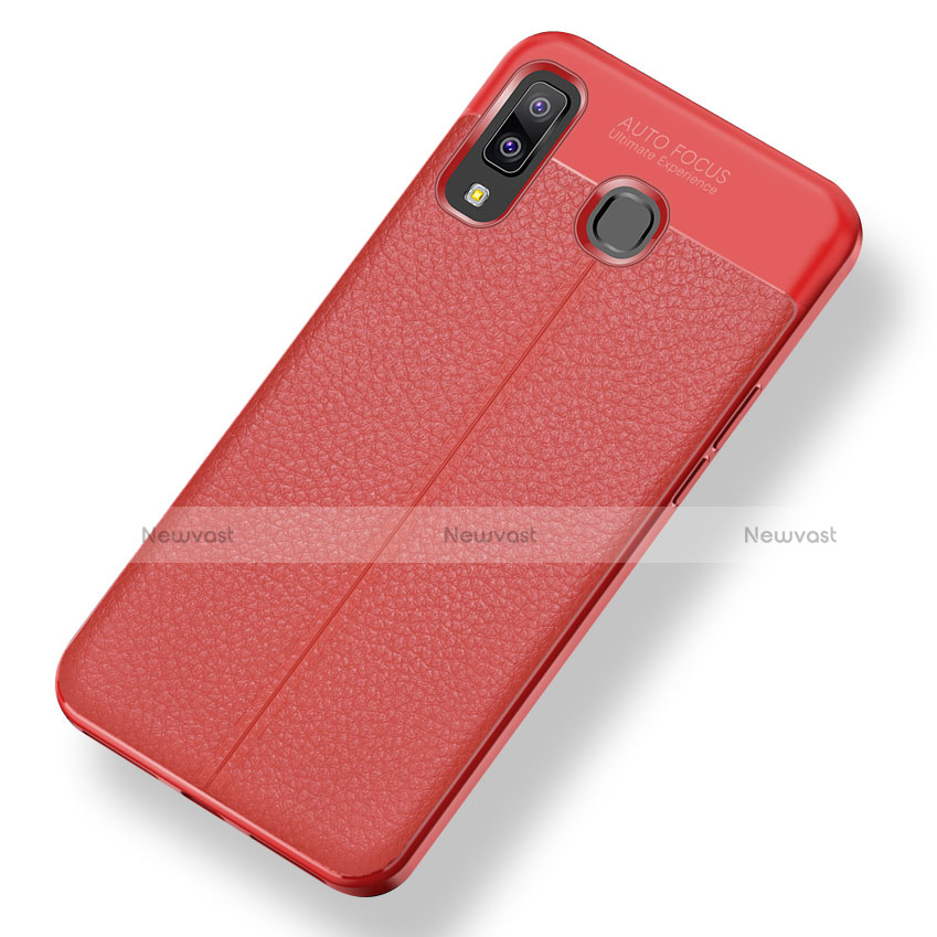 Soft Silicone Gel Leather Snap On Case for Samsung Galaxy A8 Star Red