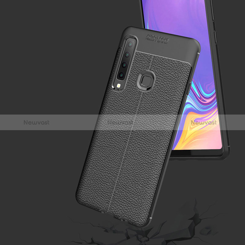 Soft Silicone Gel Leather Snap On Case for Samsung Galaxy A9 (2018) A920 Black