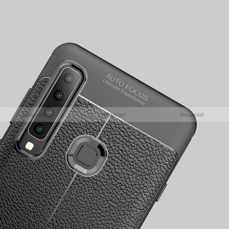 Soft Silicone Gel Leather Snap On Case for Samsung Galaxy A9 (2018) A920 Black