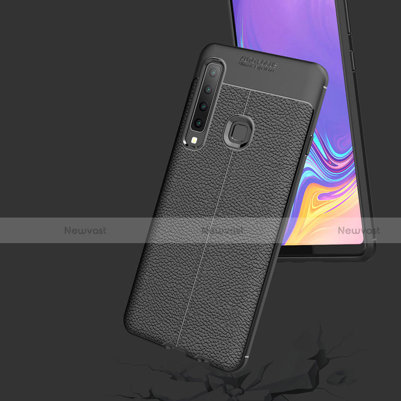 Soft Silicone Gel Leather Snap On Case for Samsung Galaxy A9s Black