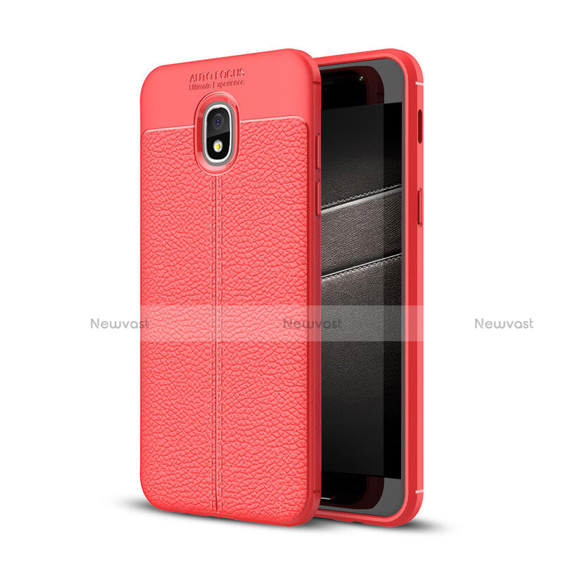 Soft Silicone Gel Leather Snap On Case for Samsung Galaxy J3 Star Red