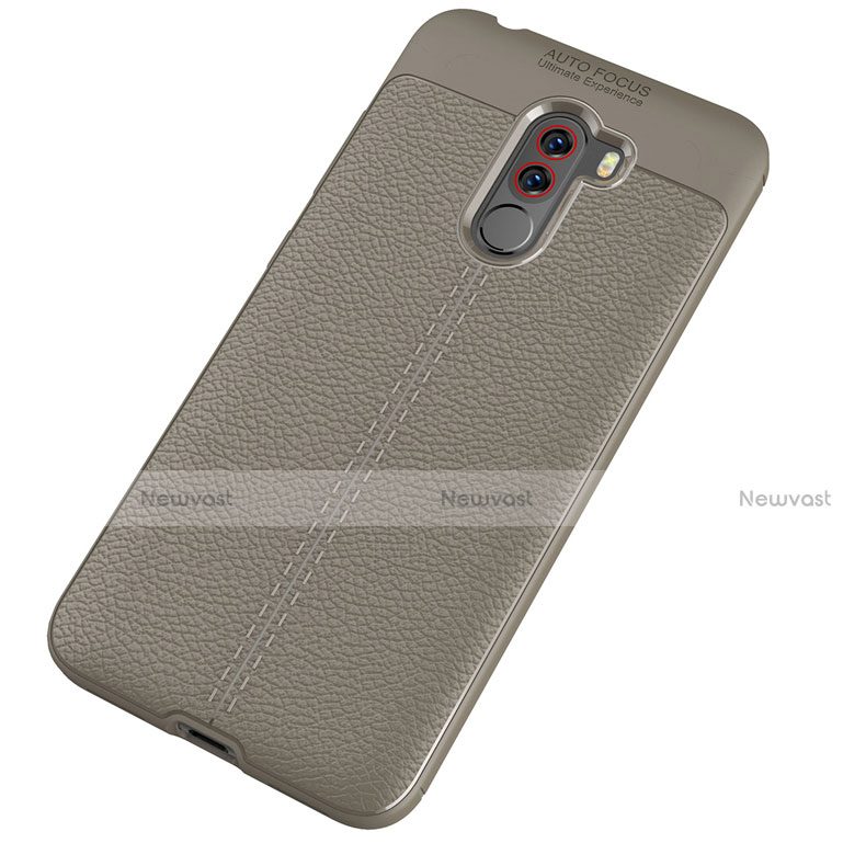 Soft Silicone Gel Leather Snap On Case for Xiaomi Pocophone F1 Gray