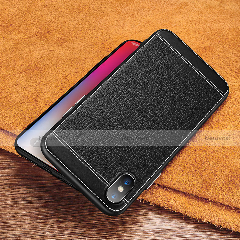 Soft Silicone Gel Leather Snap On Case L02 for Apple iPhone Xs Black