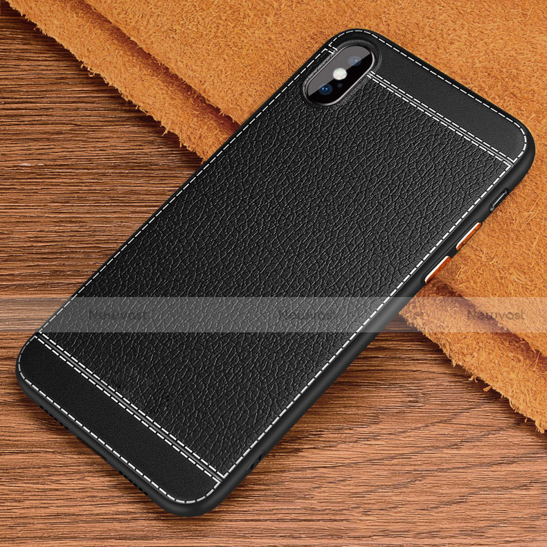 Soft Silicone Gel Leather Snap On Case L02 for Apple iPhone Xs Black