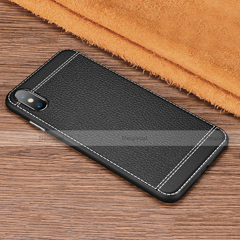 Soft Silicone Gel Leather Snap On Case L02 for Apple iPhone Xs Black