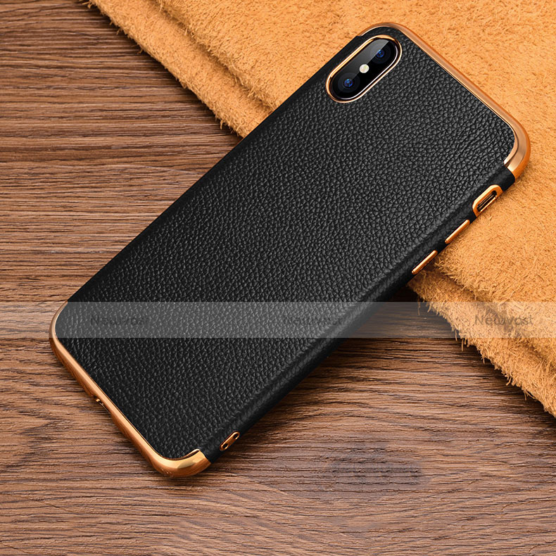 Soft Silicone Gel Leather Snap On Case L04 for Apple iPhone Xs Max Black