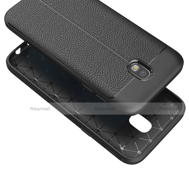 Soft Silicone Gel Leather Snap On Case Q01 for Samsung Galaxy J7 (2017) SM-J730F Black