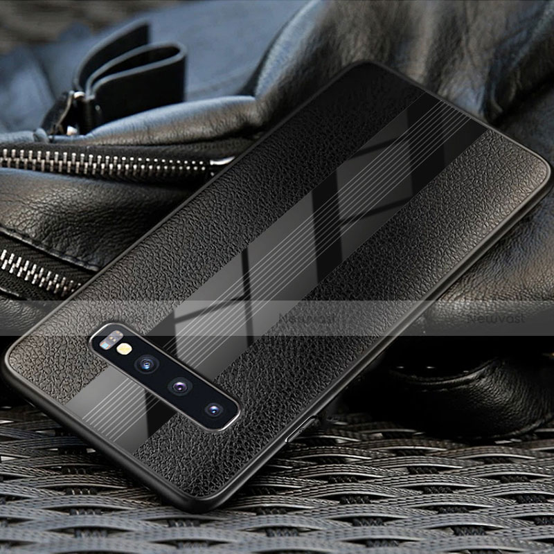 Soft Silicone Gel Leather Snap On Case Q01 for Samsung Galaxy S10 Black