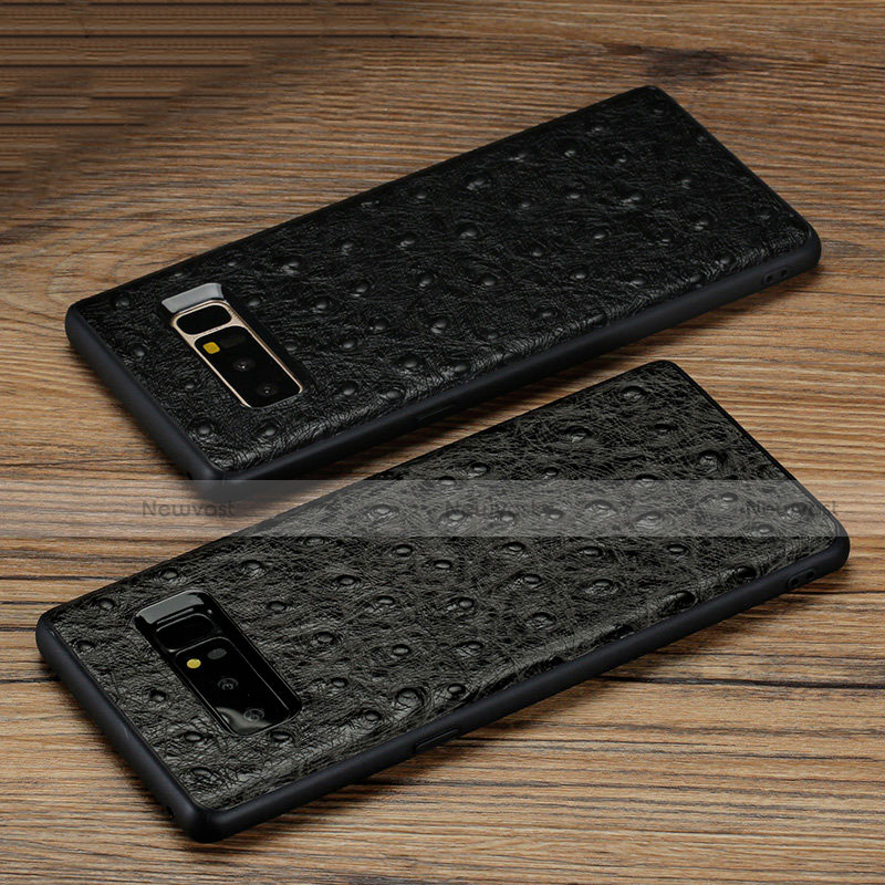 Soft Silicone Gel Leather Snap On Case R02 for Samsung Galaxy Note 8 Black