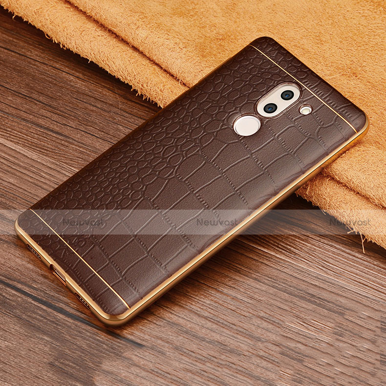 Soft Silicone Gel Leather Snap On Case W01 for Huawei GR5 (2017) Brown