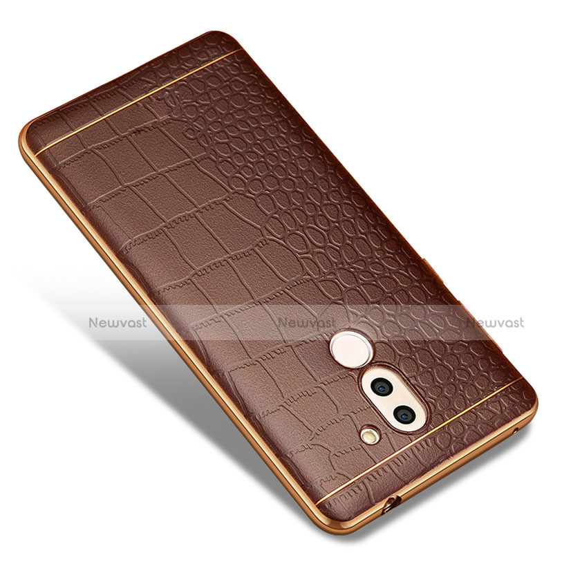 Soft Silicone Gel Leather Snap On Case W01 for Huawei Honor 6X Pro Brown