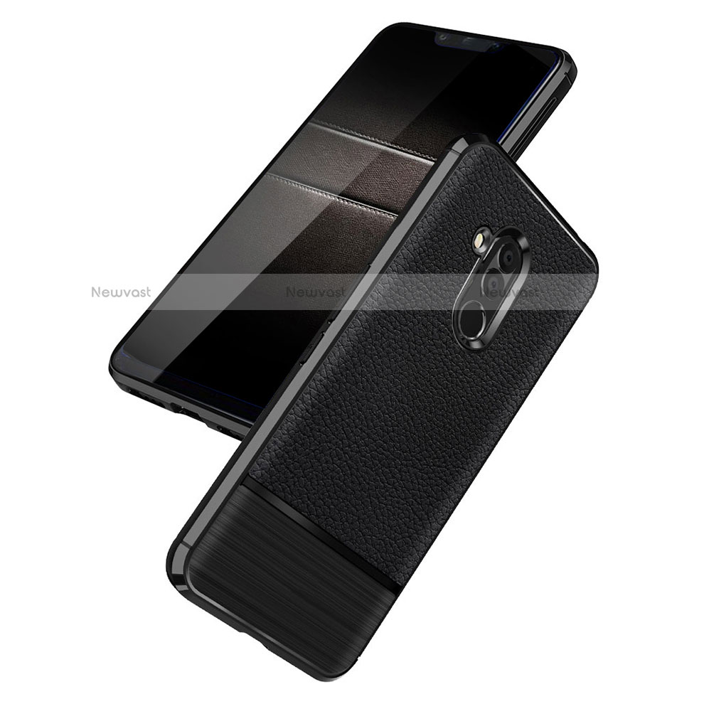 Soft Silicone Gel Leather Snap On Case W01 for Huawei Maimang 7 Black