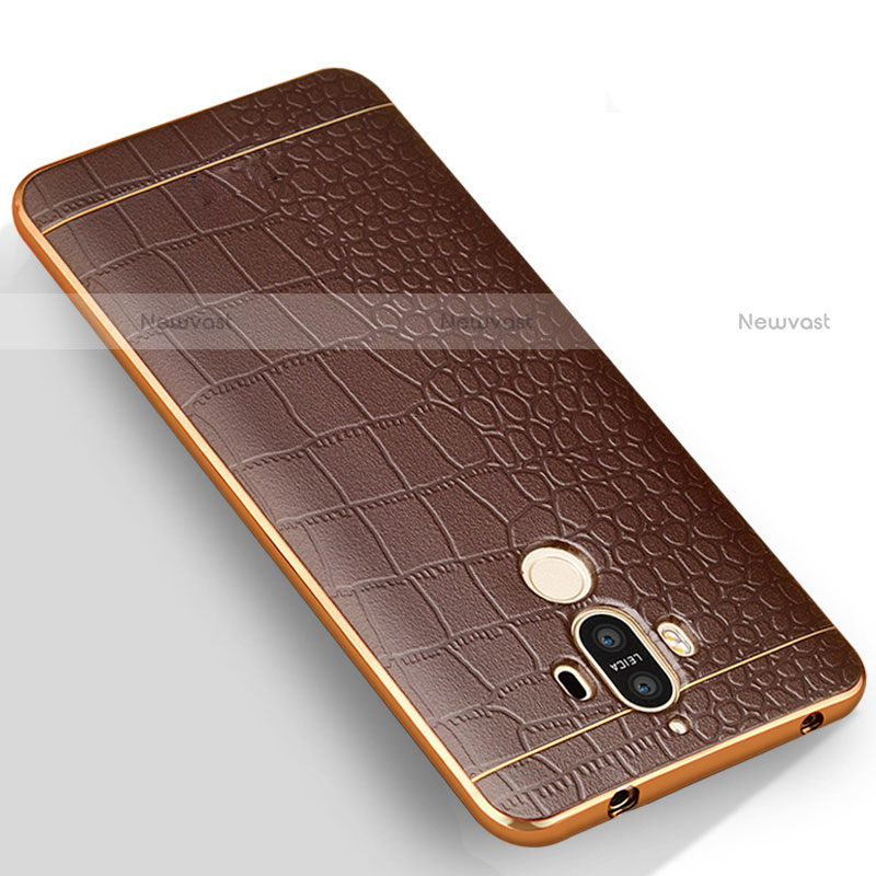 Soft Silicone Gel Leather Snap On Case W01 for Huawei Mate 9 Brown