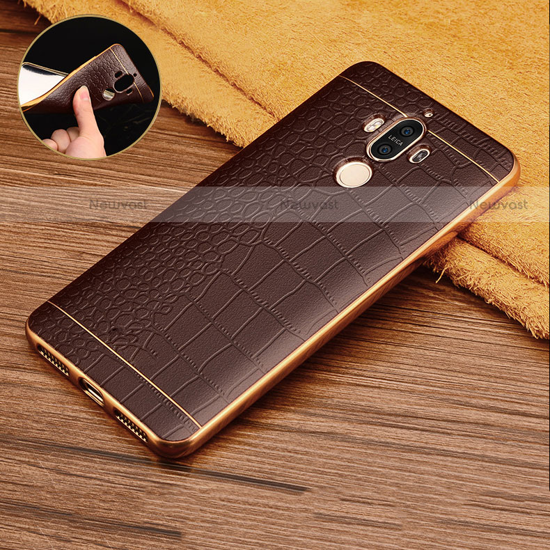 Soft Silicone Gel Leather Snap On Case W01 for Huawei Mate 9 Brown