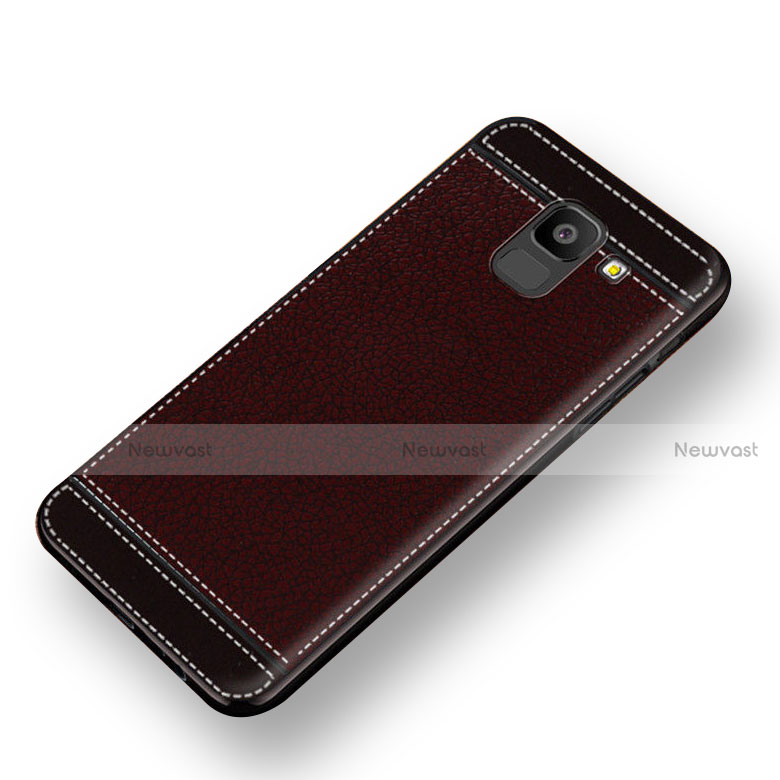 Soft Silicone Gel Leather Snap On Case W01 for Samsung Galaxy On6 (2018) J600F J600G Red