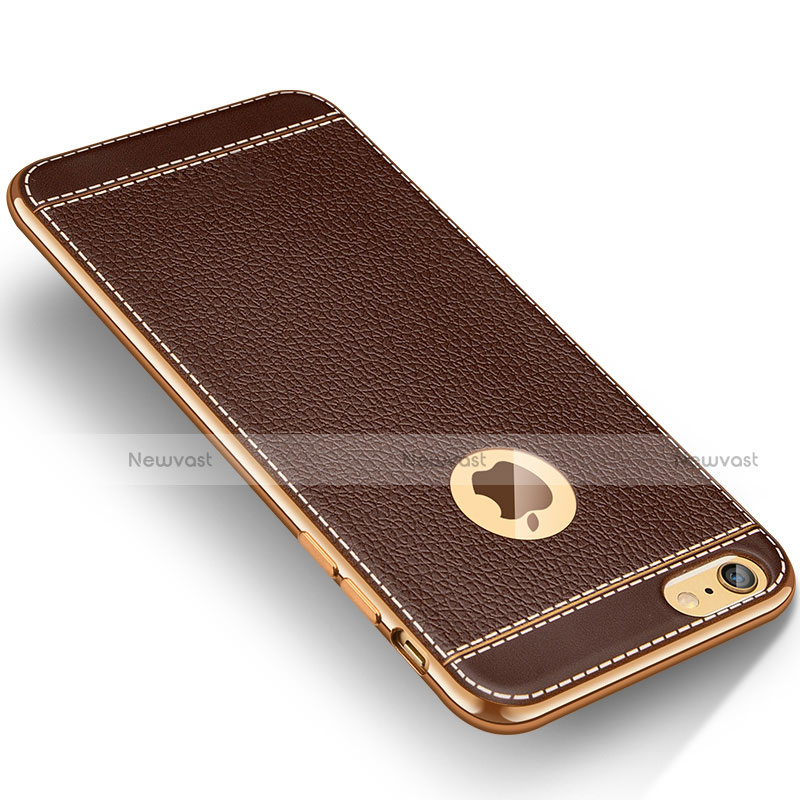 Soft Silicone Gel Leather Snap On Case W02 for Apple iPhone 6 Brown