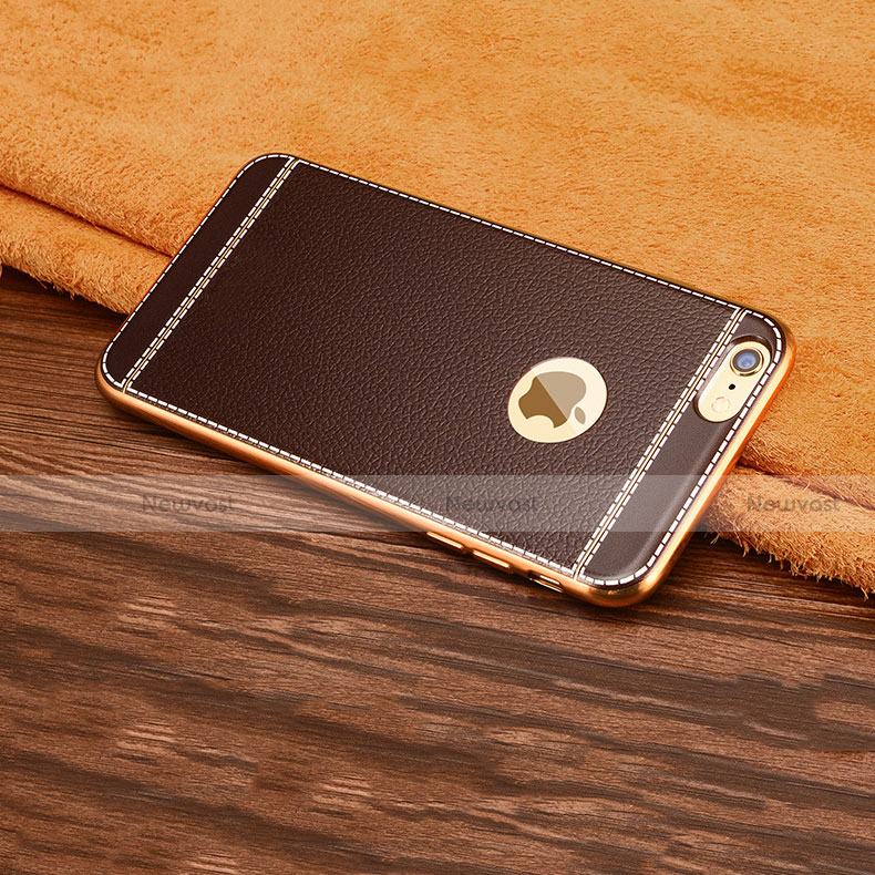 Soft Silicone Gel Leather Snap On Case W02 for Apple iPhone 6 Brown