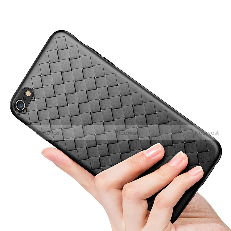 Soft Silicone Gel Leather Snap On Case W02 for Apple iPhone 6 Plus Black