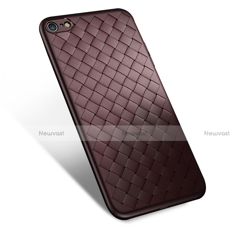 Soft Silicone Gel Leather Snap On Case W02 for Apple iPhone 6 Plus Brown